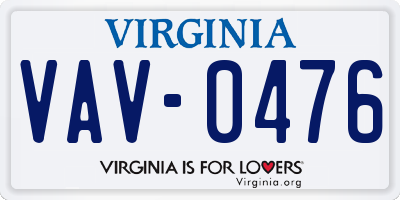 VA license plate VAV0476