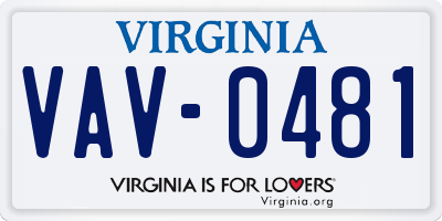 VA license plate VAV0481