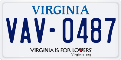 VA license plate VAV0487