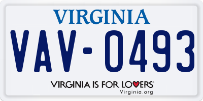 VA license plate VAV0493