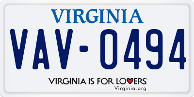 VA license plate VAV0494