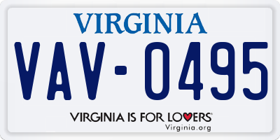 VA license plate VAV0495