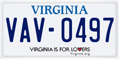 VA license plate VAV0497