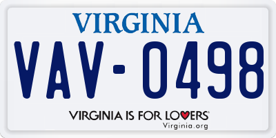 VA license plate VAV0498