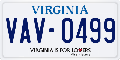 VA license plate VAV0499