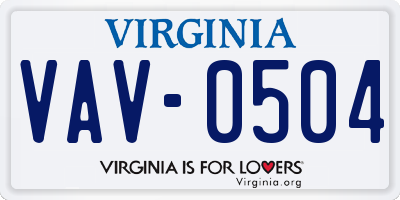 VA license plate VAV0504