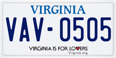 VA license plate VAV0505