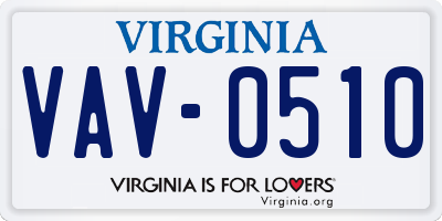 VA license plate VAV0510