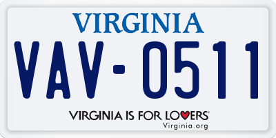 VA license plate VAV0511