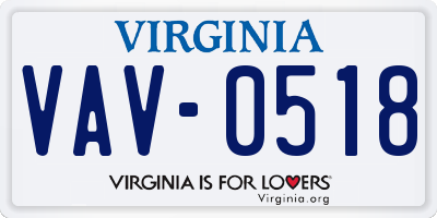 VA license plate VAV0518