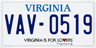 VA license plate VAV0519