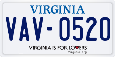 VA license plate VAV0520