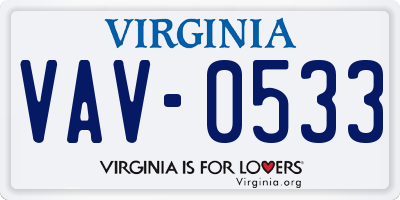 VA license plate VAV0533