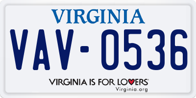 VA license plate VAV0536
