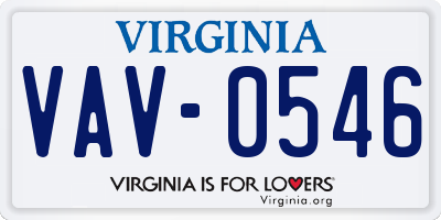 VA license plate VAV0546