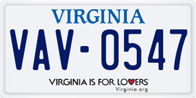VA license plate VAV0547