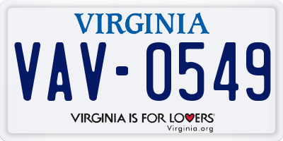 VA license plate VAV0549