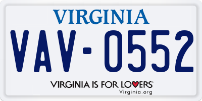 VA license plate VAV0552