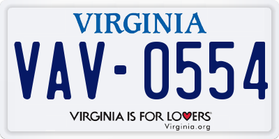 VA license plate VAV0554