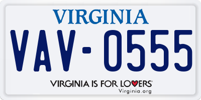 VA license plate VAV0555