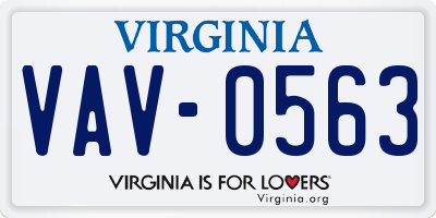 VA license plate VAV0563