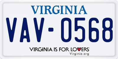 VA license plate VAV0568