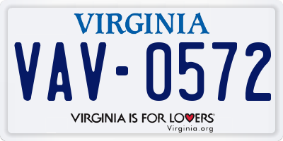 VA license plate VAV0572