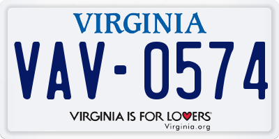 VA license plate VAV0574