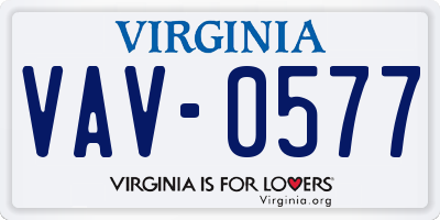 VA license plate VAV0577