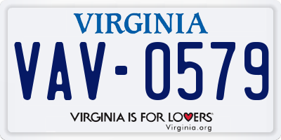VA license plate VAV0579
