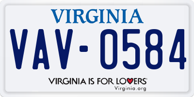 VA license plate VAV0584