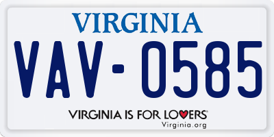 VA license plate VAV0585