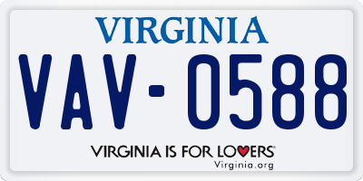 VA license plate VAV0588
