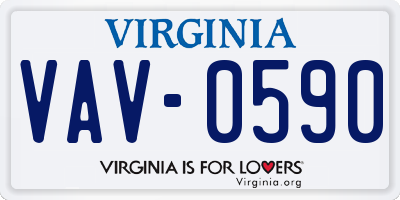 VA license plate VAV0590