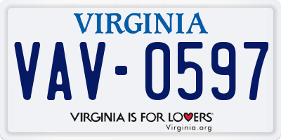 VA license plate VAV0597