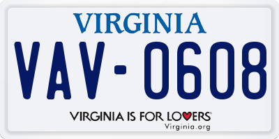VA license plate VAV0608