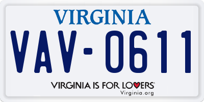 VA license plate VAV0611