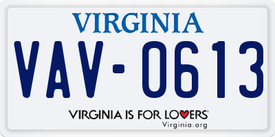 VA license plate VAV0613