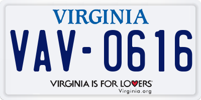 VA license plate VAV0616