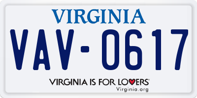 VA license plate VAV0617