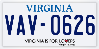 VA license plate VAV0626