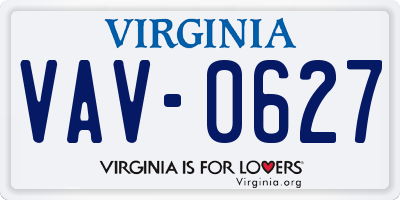 VA license plate VAV0627