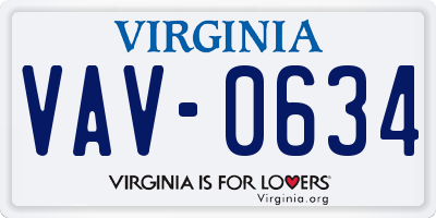 VA license plate VAV0634