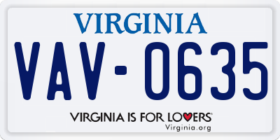 VA license plate VAV0635