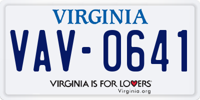 VA license plate VAV0641