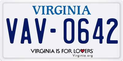 VA license plate VAV0642