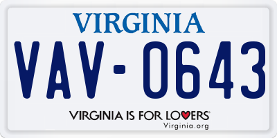 VA license plate VAV0643