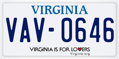 VA license plate VAV0646