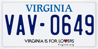 VA license plate VAV0649