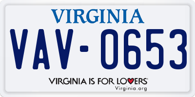 VA license plate VAV0653